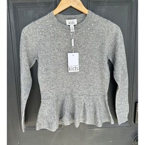 Autumn Cashmere‎ Kids Studded Peplum Sweater Coin Silver Gray Size 12 NWT